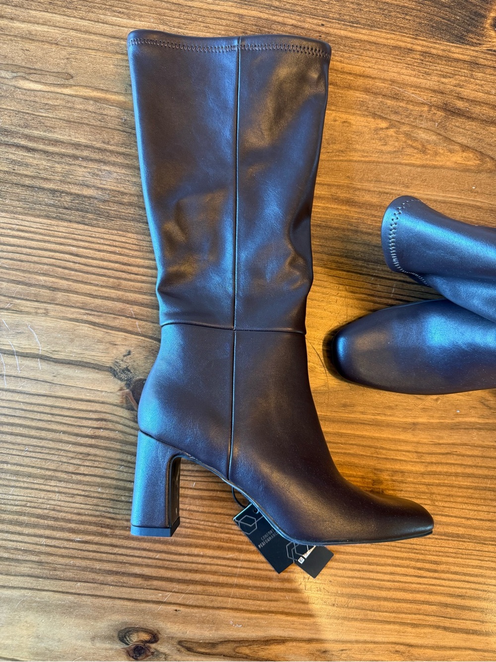 Classic Mid-Calf Heeled Boots in Dark Brown